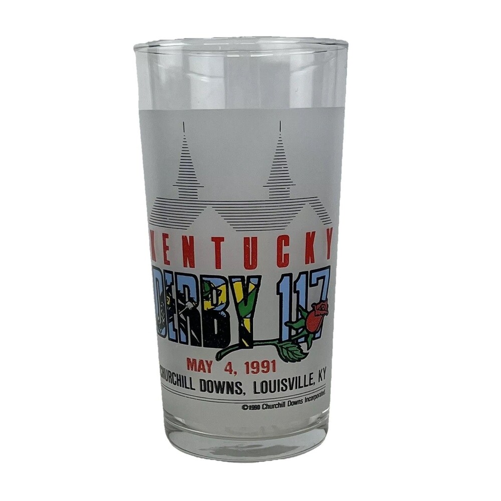 KENTUCKY DERBY 1991 Official 117th 12 OZ  Horse race Mint Julip Glass HM Stevens